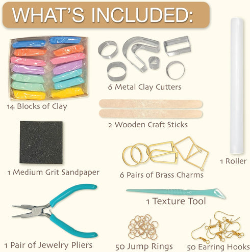 JOiFULi 132 Pc- Complete DIY Friendship Craft Set for Teens, Ages 12+ Aesthetic Polymer Clay Earring Jewelry Craft Making Set...