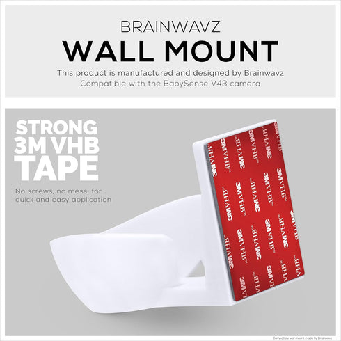 BRAINWAVZ Wall Mount for BabySense V43 Baby Monitor Camera - Adhesive Holder, Easy to Install, No Tools Needed, No Mess, No Drilling, Strong Mount...