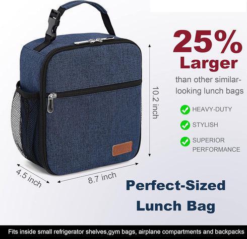 Femuar Lunch Box for Men Women Adults Small Lunch Bag for Office Work Picnic - Reusable Portable Lunchbox, Blue...