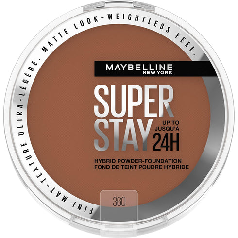 Maybelline Super Stay Up to 24HR Hybrid Powder-Foundation, Medium-to-Full Coverage Makeup, Matte Finish, 360, 1 Count...