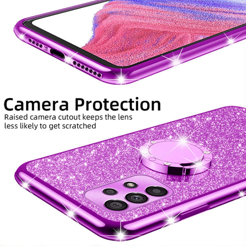 nancheng for Samsung A53 5G Phone Case, Case for Galaxy A53 5G Luxury Cute Soft TPU Glitter Cover for Girls Women with Ring Kickstand Shockproof P...