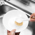 2 Pack Kitchen Dish Brushes with Bamboo Handle, Dish Scrubber Built-in Scraper, Scrub Brush for Pans, Pots, Counter & Kitchen Sink Cleaning, Dishw...