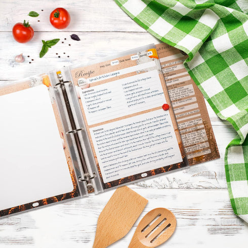 Full Size for 8.5x11'' Pack of 50 Recipe Sheet Protectors for Recipe Binder, Top-Loading Plastic Sleeves, Clear Sheet Protectors for 3 Ring Binder...