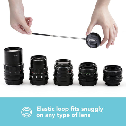 Foto&Tech Camera Lens Cap Leash with Elastic String, Compatible with Universal DSLR SLR Evil Mirrorless Cameras Video (x10)...