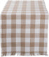 DII Heavyweight Fringed Check Tabletop Collection, Table Runner, 14x72, Stone Brown...