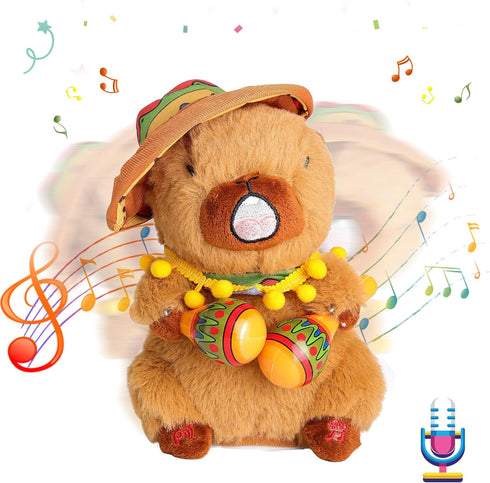 MIAODAM Capibara Dancing Talking Mimicking Toys for Baby and Kids with 10 English Songs Singing Musical Toy Tummy Time Toy Mimic Repeats What You ...