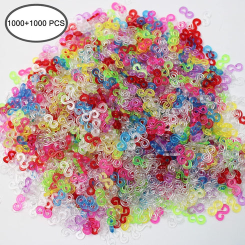 2000 PCS S Clips Rubber Band Clips, lyfLux Connectors Rubber, Bracelet Making, DIY Handicrafts, Exquisite Gadgets, Transparent and Color...