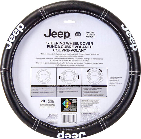 Plasticolor 006695R01 Jeep Deluxe High Contrast Stitching Premium Steering Wheel Cover for Cars, Trucks & SUV, Black...
