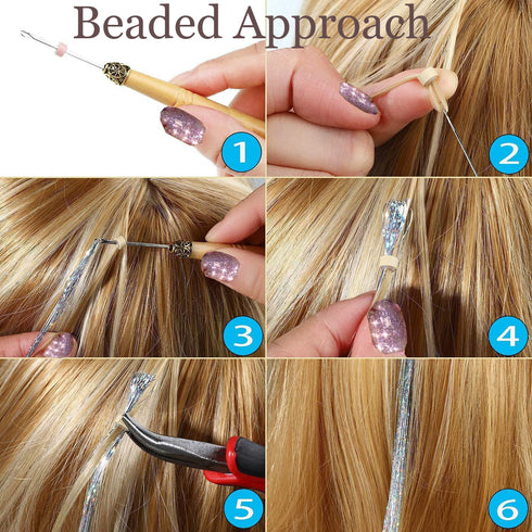 Hair Tinsel Kit With Tools 12 Colors Tinsel Hair Fairy Hair Heat Resistant Glitter Hair Sparkling Shiny Hair Tensile for Girls Kids...