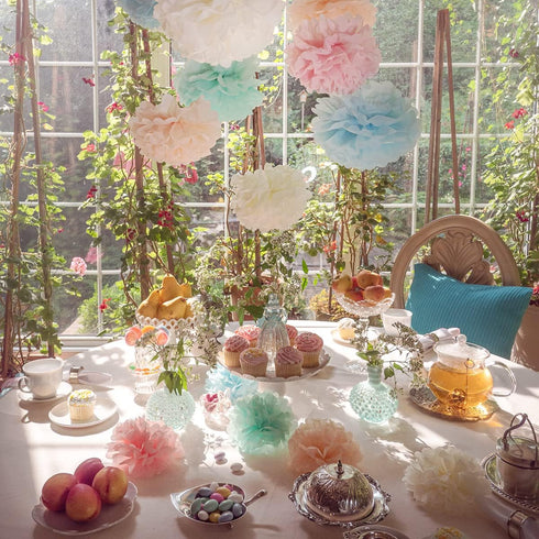 Pastel Tissue Paper Pom Poms - Hanging Paper Flowers for Rainbow Pastel Birthday Decorations, Baby Shower Decor, Easter Party Decor and Classroom ...