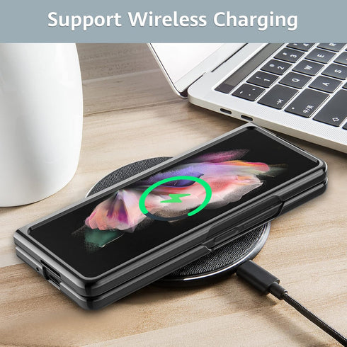 MATEPROX Compatible with Samsung Galaxy Z Fold 3 Case, Slim Thin Lightweight Protective Phone Case with Non-Slip Leather Back Cover with Electropl...