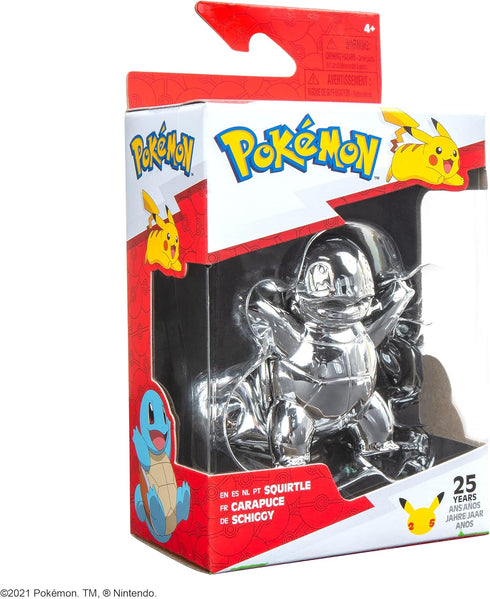 Pokemon 25th Celebration 3-inch Silver Squirtle #2 Figure Fan Must Have Toy - Officially Licensed 25th Anniversary Product from Jazwares...