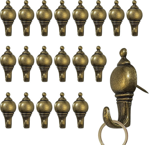 20 Pcs Zinc Alloy Pushpin Hook Hanger Reusable Hanging Hooks (Bronze)...