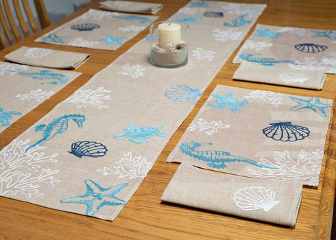 DII Design Imports Seashore Embroidered Table Runner...
