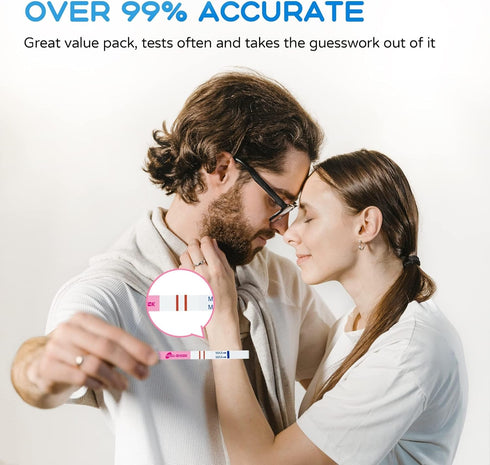 Pregnancy Tests with Cup, 50 Bulk Pregnancy Test Strips for Home Detection, Over 99% Accuracy, Individually Wrapped Fertility Tests, Extra-Wide 5m...