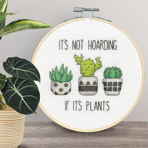 Dimensions 72-76919 Hoarding Plants Counted Cross Stitch Kit for Beginners, 6" D, 14 Cnt. White Aida, 5pcs...