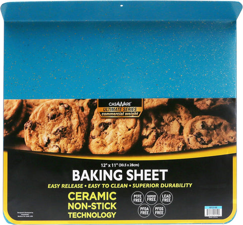 casaWare Toaster Oven 12 x 10-Inch Baking Sheet with a 1.5-Inch Handle (Blue Granite)...
