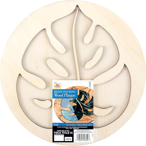 Mod Podge, Leaf Plaque, 12" x 12" Surface for Epoxy, DIY Wood Pouring Supplies for Resin Arts and Crafts, 56652E...