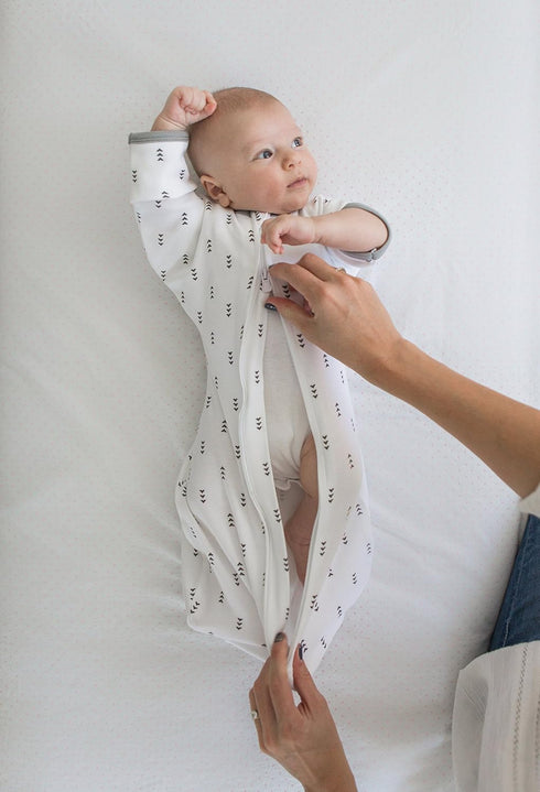 SwaddleDesigns Transitional Swaddle Sack, Arms Up Half-Length Sleeves & Mitten Cuffs, Swaddle for Newborn Transition to Baby Sleep Sack Wearable B...