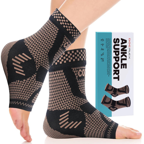 Copper Ankle Brace Compression Sleeve for Women & Men (1 Pair), Foot Arch Support Sock for Pain Relief, Plantar Fasciitis, Achilles Tendonitis...