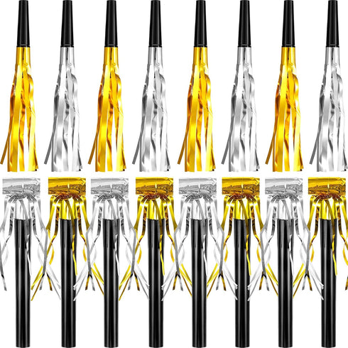 Skylety 48 Pieces Gold Silver Noise Makers for Adults Kids Party Horns and Blowers Noisemakers for Graduation Birthday Sporting Events Baby Shower...