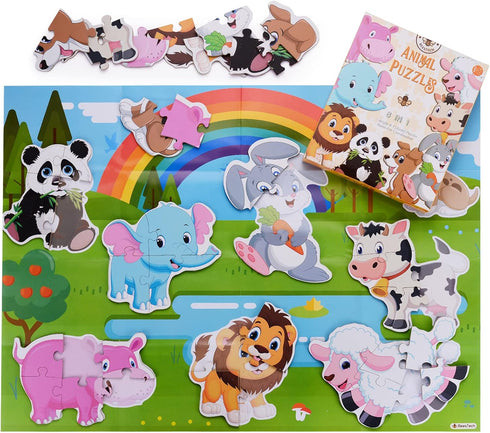 Animal Jigsaw Puzzles for Toddlers, Kids 2, 3, 4 Years Old Boys Girls, 8 Pack Educational Learning Puzzles Including Panda, Tiger, Lion, Dog, Shee...