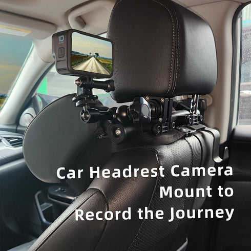 Car Headrest Camera Mount for GoPro/Insta 360 / DJI OSMO/AKASO/Video/DSLR Camera, 1.57 inch Diameter Base 10 inch Length Magic Arm, Aluminum Alloy...
