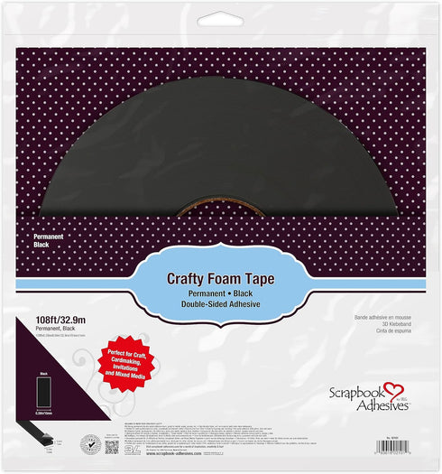 Scrapbook Adhesives by 3L Crafty Foam Tape 108ft, 32.9M, Black...