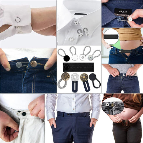 24 Pcs Extender Button Set, Flexible Adjustable Elastic Waist Extender Button, Invisible Collar Neck Extenders, No-Sew Extend Buttons for Women an...