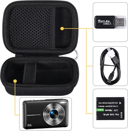 co2CREA Hard Case Compatible with Digital Camera, VAHOIALD/IWEUKJLO/CAMKORY/BEVLXNIV/PRISIA/Sevenat Kids Video Camera, Black...