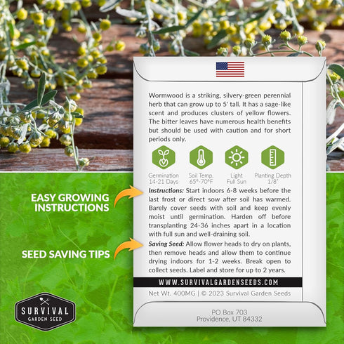 Wormwood Seeds for Planting - 1 Packet with Instructions to Plant and Grow Beneficial Medicinal Herbs in Your Home Herb Garden - Non-GMO Heirloom ...