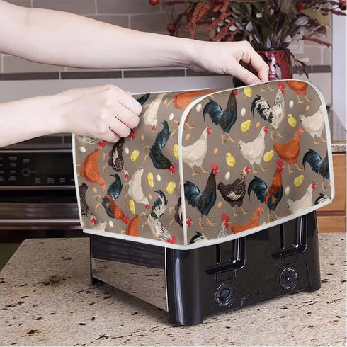 Brown Chicken Rooster Print 2 Slice Toaster Cover Kitchen Small Appliance Covers Universal Size Microwave Oven Dustproof Cover Women...