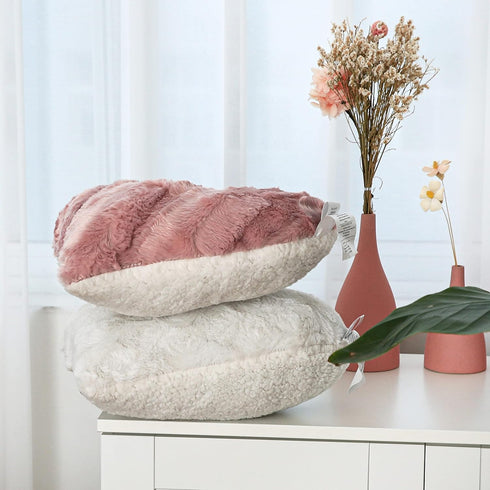 Tache Pink Heart Shaped Pillow - Faux Fur White Fleece Valentine's Romantic Super Soft Stuffed Light Blush Dusty Rose Furry Pillow 16x14 Pink Hear...