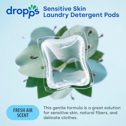 Dropps Sensitive Skin Laundry Detergent Pods: Fresh Air | 64 Count | HE Compatible + All Washers | Cold Wash + All Temperatures | Low Waste Packag...