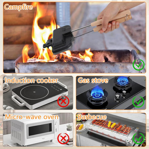4w1h Sandwich Maker, Double-Sided Sandwich Baking Pan with Removable Handle, Non Stick Breakfast Sandwich Maker Grill Pan for Breakfast Pancakes, ...