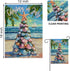 Decorative Garden Flag, Christmas Tropical Xmas Tree Beach Coastal Starfish Shell Yard Outside Decorations, Hawaii Nautical July Summer Holiday Ou...