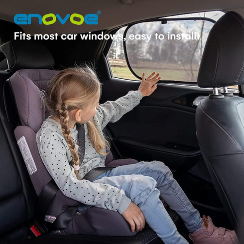 2-Pack Car Window Shades by Enovoe - 19 x 12 in Side Window Cover for SUVs, Sedans, and Trucks - Protects Baby from UV Rays and Glare - Cling Desi...