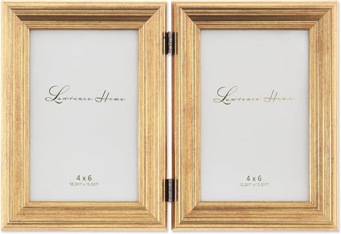 Lawrence Frames 4x6 Hinged Double Sutter Burnished Gold Picture Frame...