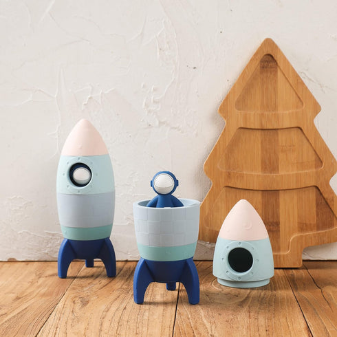 Silicone Rocket Stacking Toy - Space Rocket Toy - Baby Teething Toys -Early Learning Stacking Tower Educational Learning Stacking Toys Nesting Toy...