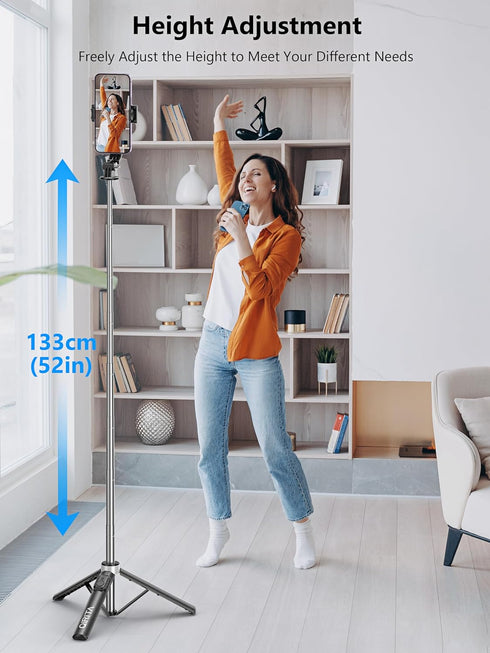 Selfie Stick & Phone Tripod, All in 1 Selfie Stick Tripod with Remote, Phone Travel Tripod Stand for Video Recording, Live Streaming, Photograph, ...