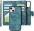 iCoverCase iPhone 13 Wallet Case with Card Holder, 2 in 1 PU Leather Magnetic Clasp Zipper Pocket Shockproof Detachable Flip Wrist Strap for (Blue...