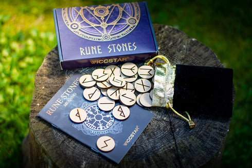 Rune Stones Set with Manual for Beginners and 5 layouts. Viking Nordic Runes...