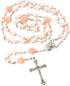 Nazareth Store Catholic Pink Pearl Beads Rosary Necklace Maddona Holy Soil Medal & Cross Crucifix...