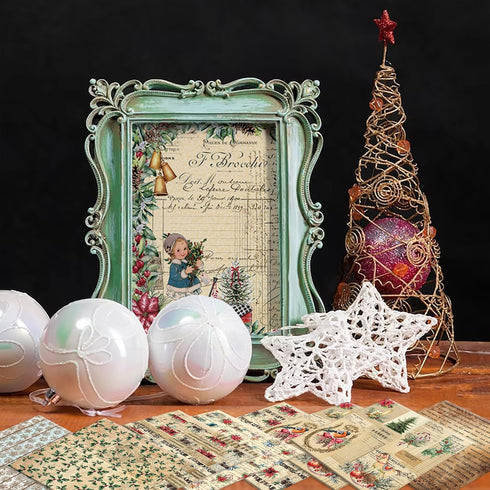 Christmas Pattern Scrapbook Paper, 6 Inch Card Production Supplies, 24 Sheets Single Sided Acid-Free Cardstock Greeting Card, Handmade Gift Journa...