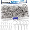 420Pcs 1" 25mm Key Chain Making Kit, Including Keychain Rings with Chain,Jump Ring and Screw Eye Pins Bulk for DIY Accessories for Keychains Jewel...