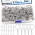 420Pcs 1" 25mm Key Chain Making Kit, Including Keychain Rings with Chain,Jump Ring and Screw Eye Pins Bulk for DIY Accessories for Keychains Jewel...