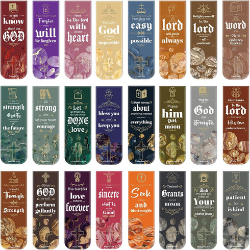 48 Pcs Bible Verses Magnetic Bookmarks, 24 Styles Christian Magnet Book Markers Motivational Encouraging Magnetic Page Clip for Women Men School O...