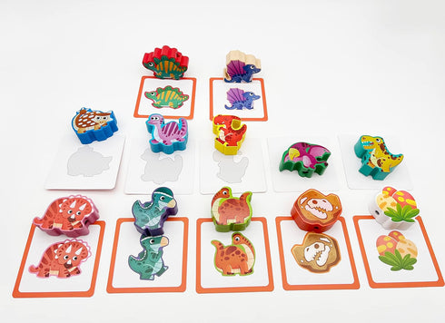 JAQI Montessori Educational Wooden Threading Stringing Toys Dinosaurs Traffic Space Insects Animals Fruits Lacing Beads Preschool Learning Toys fo...