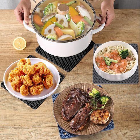 2 Pcs Silicone Mats for Kitchen Counter, Heat Resistant Trivets for Hot Pots and Pans, Flexible Non-Slip Pot Holders Hot Pads for Countertops Dish...
