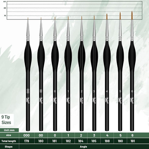Mr. Pen Miniature Paint Brush Set - 9 Pcs, Fine Detail Paint Brushes, Tiny & Micro Point Brushes...